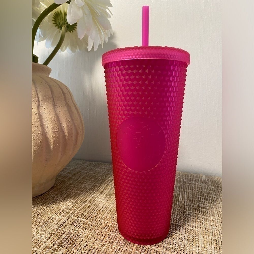 RARE BARBIE PINK NEW STARBUCKS NEON STUDDED TUMBLER 24oz